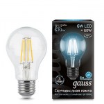 Лампа светодиодная Gauss LED Filament A60 6W E27 4100K(102802206)