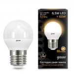 Лампа светодиодная Gauss LED Globe G45 6.5W E27 2700K(105102107)