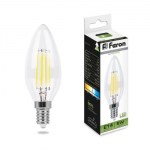 Лампа светодиодная Feron LB-58 филамент свеча C35 5W E14 4000K 25573
