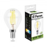 Лампа светодиодная Feron LB-61 филамент G45 5W E14 4000K 25579