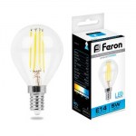 Лампа светодиодная Feron LB-61 филамент G45 5W E14 6400K 25580