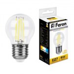 Лампа светодиодная Feron LB-61 филамент G45 5W E27 2700K 25581