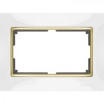 Рамка Werkel Snabb для двойной розетки белый/золото WL03-Frame-01-DBL-white-GD